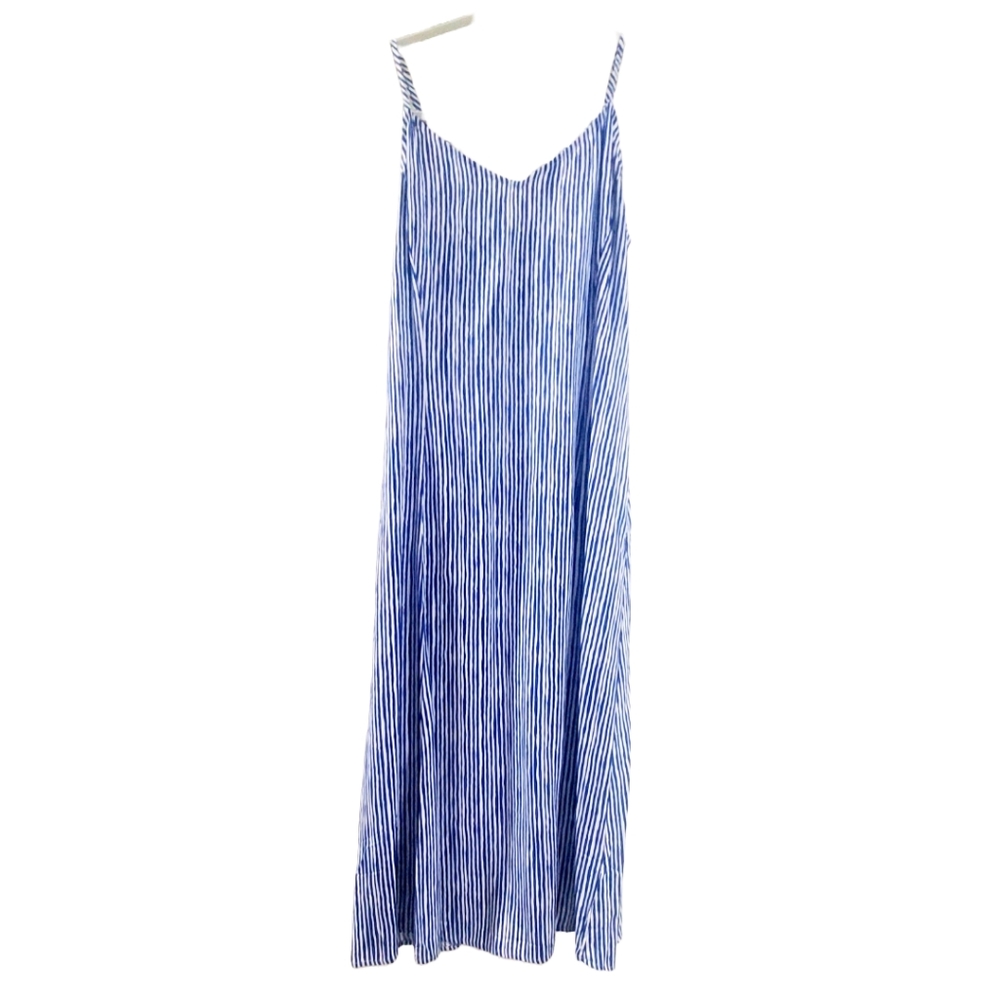 Cute spaghetti strap blue & white striped midi sun dress.  Size med